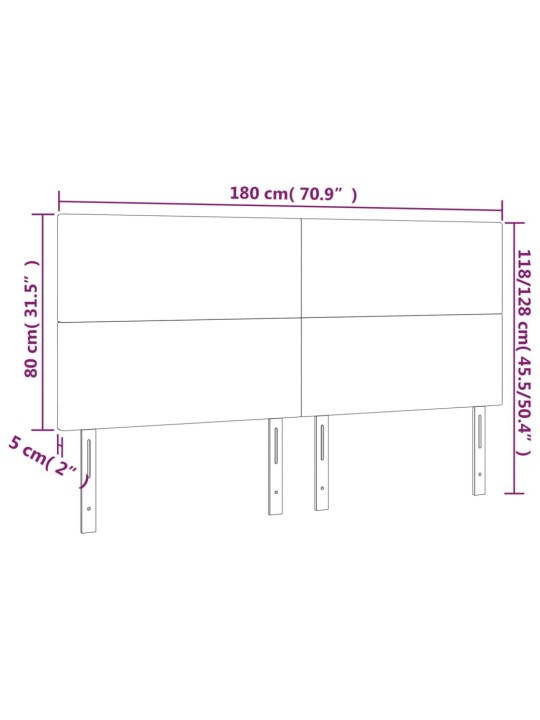 Led-voodipeats, helehall, 180x5x118/128 cm, kangas