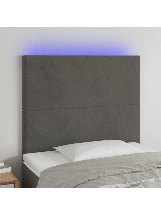 Led-voodipeats, tumehall, 80x5x118/128 cm, samet