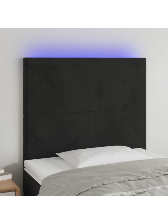 Led-voodipeats, must, 80x5x118/128 cm, samet