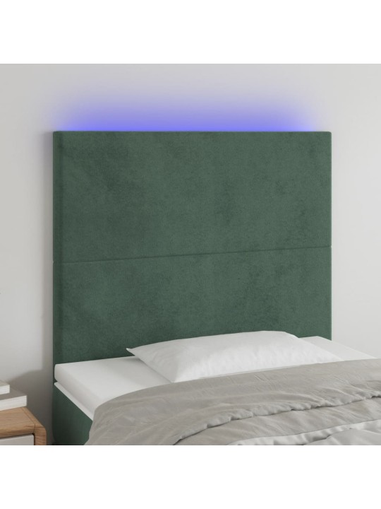 LED-voodipeats, tumeroheline, 80x5x118/128 cm, samet