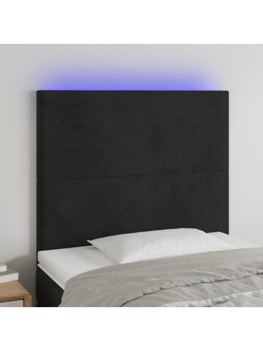 LED-voodipeats, must, 90x5x118/128 cm, samet