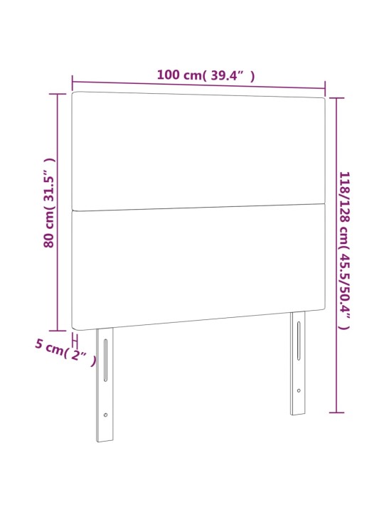 LED-voodipeats, must, 100x5x118/128 cm, samet