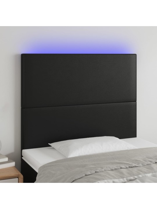 LED-voodipeats, must, 80x5x118/128 cm, kunstnahk