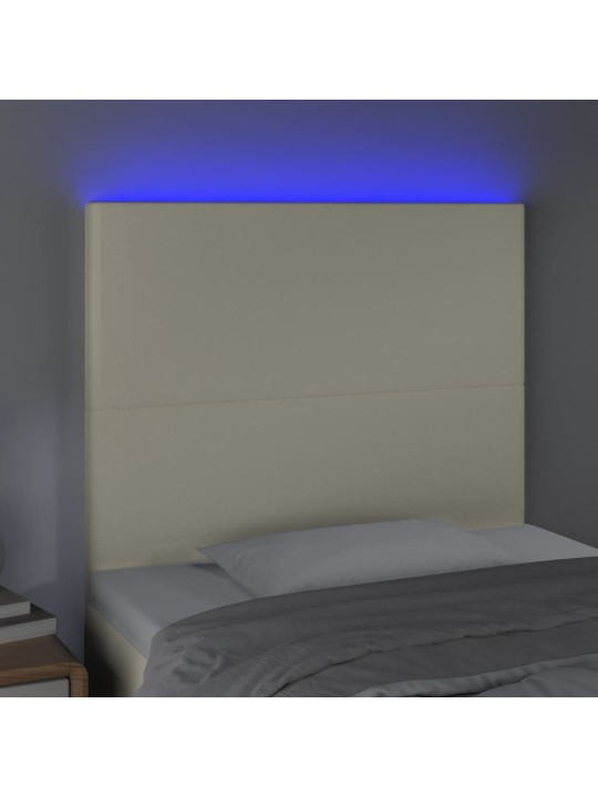 LED-voodipeats, kreemjas, 90x5x118/128 cm, kunstnahk
