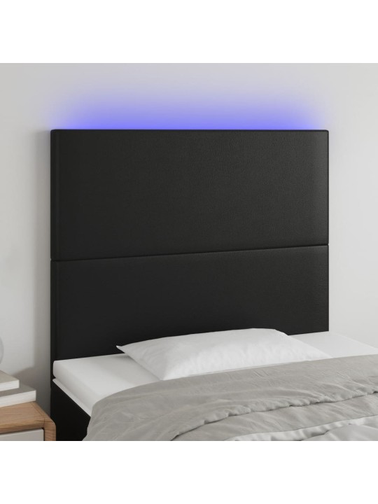 LED-voodipeats, must, 100x5x118/128 cm, kunstnahk