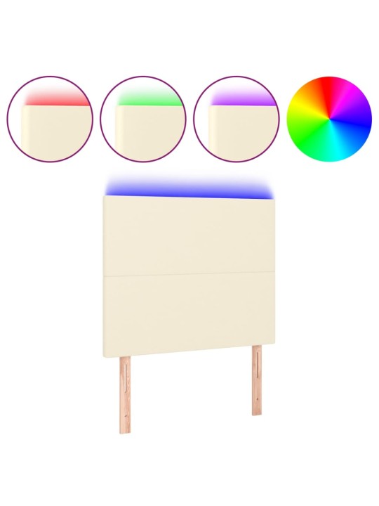 LED-voodipeats, kreemjas, 100x5x118/128 cm, kunstnahk