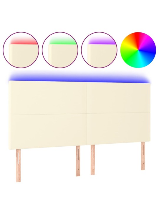 LED-voodipeats, kreemjas, 160x5x118/128 cm, kunstnahk