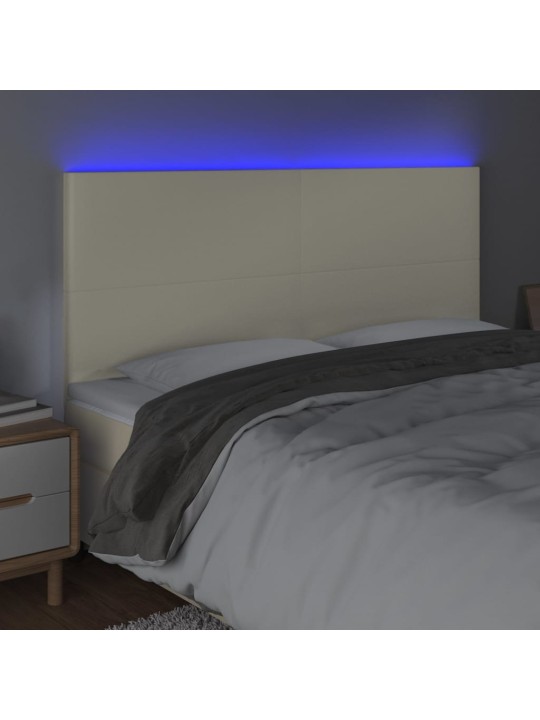 LED-voodipeats, kreemjas, 180x5x118/128 cm, kunstnahk