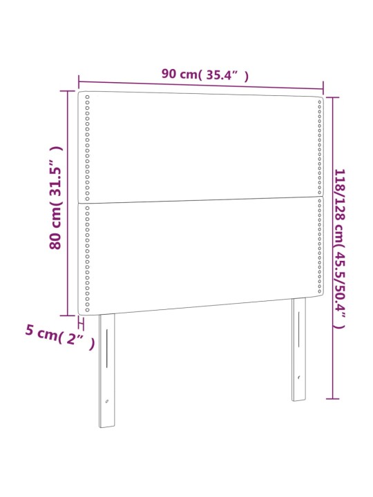 LED-voodipeats, helehall, 90x5x118/128 cm, kangas