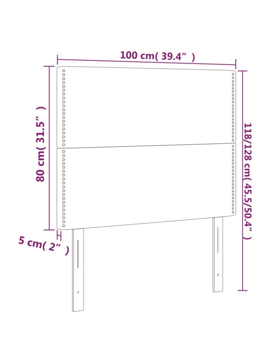 Led-voodipeats, helehall, 100x5x118/128 cm, kangas