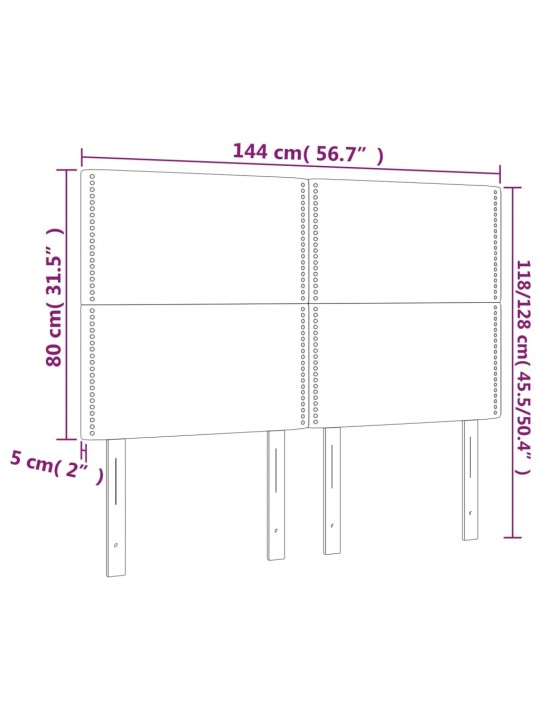 Led-voodipeats, helehall, 144x5x118/128 cm, kangas