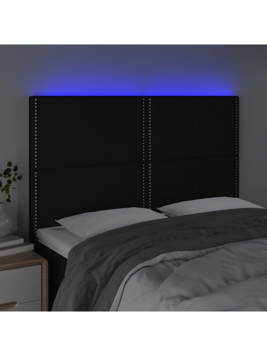 Led-voodipeats, must, 144x5x118/128 cm, kangas