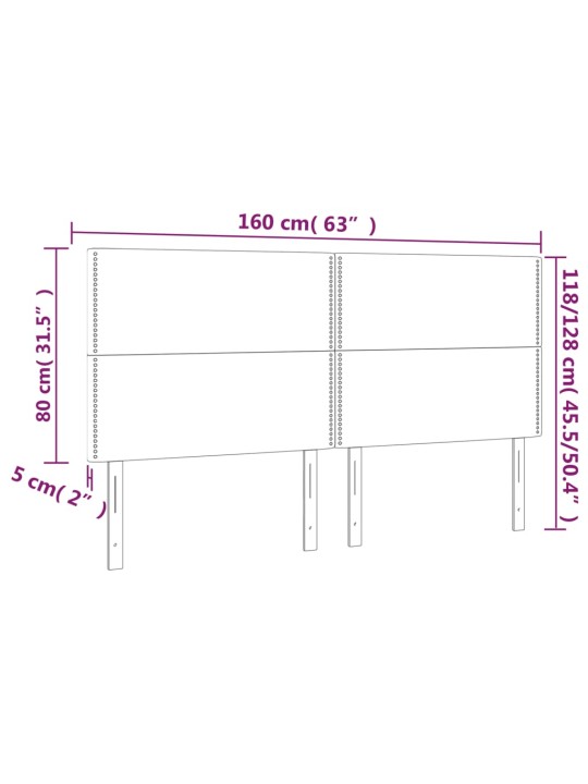 Led-voodipeats, helehall, 160x5x118/128 cm, kangas