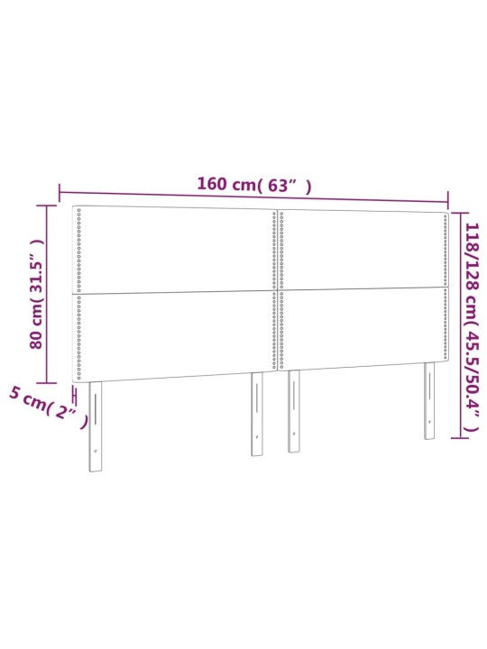 Led-voodipeats, tumehall, 160x5x118/128 cm, kangas