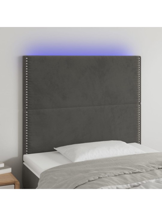 LED-voodipeats, tumehall, 90x5x118/128 cm, samet