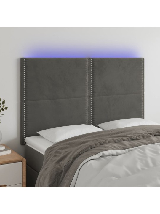 Led-voodipeats, tumehall, 144x5x118/128 cm, samet