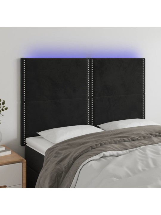 LED-voodipeats, must, 144x5x118/128 cm, samet