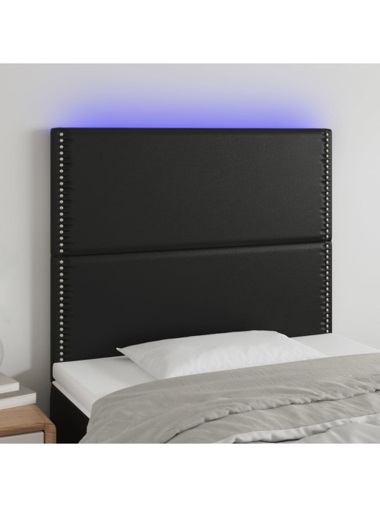 LED-voodipeats, must, 80x5x118/128 cm, kunstnahk