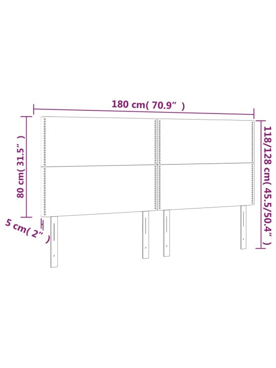 Led-voodipeats, hall, 180x5x118/128 cm, kunstnahk