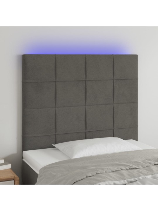 LED-voodipeats, tumehall, 80x5x118/128 cm, samet