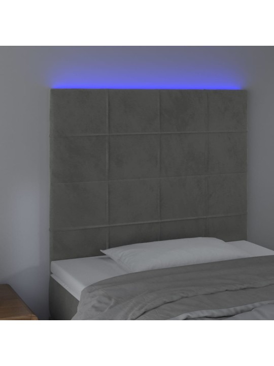 LED-voodipeats, helehall, 90x5x118/128 cm, samet
