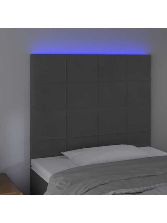 LED-voodipeats, tumehall, 90x5x118/128 cm, samet