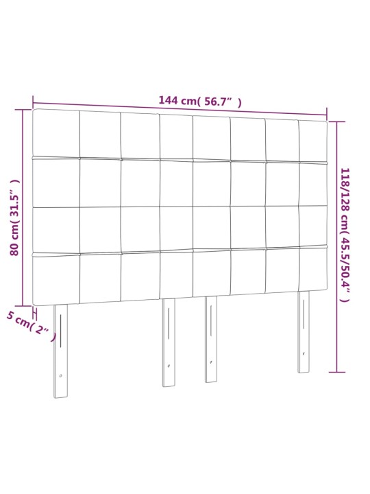 LED-voodipeats, tumeroheline, 144x5x118/128 cm, samet