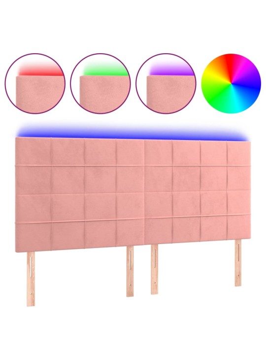 LED-voodipeats, roosa, 160x5x118/128 cm, samet