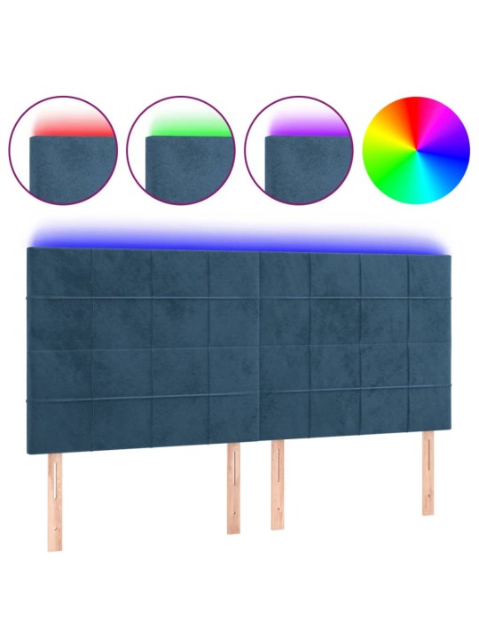 LED-voodipeats, tumesinine, 180x5x118/128 cm, samet
