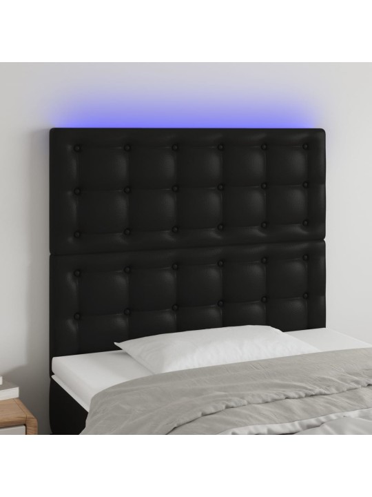 Led-voodipeats, must, 80x5x118/128 cm, kunstnahk