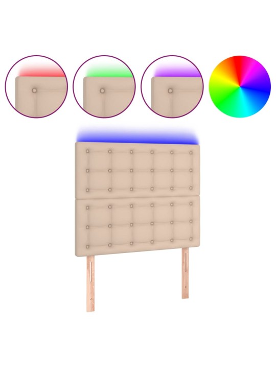 Led-voodipeats, cappuccino, 80x5x118/128 cm, kunstnahk