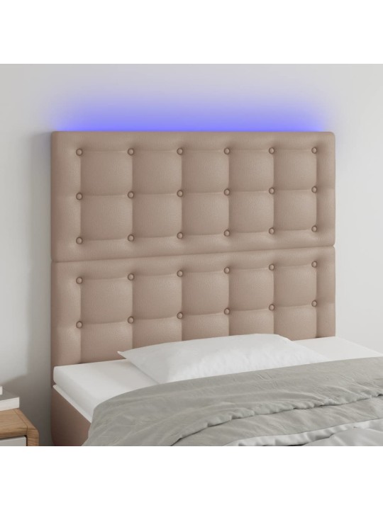 Led-voodipeats, cappuccino, 80x5x118/128 cm, kunstnahk