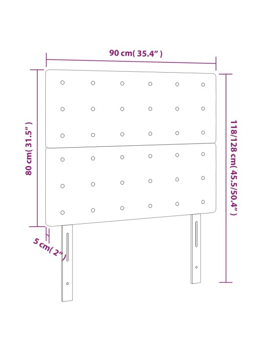 LED-voodipeats, valge, 90x5x118/128 cm, kunstnahk