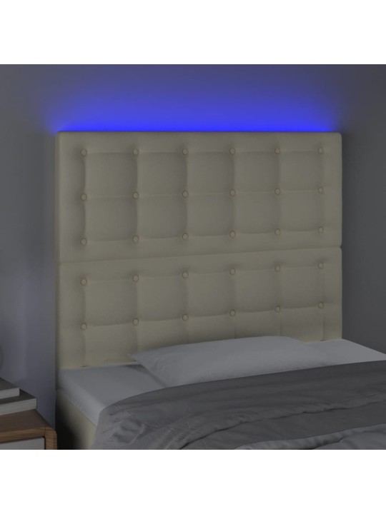 LED-voodipeats, kreemjas, 90x5x118/128 cm, kunstnahk