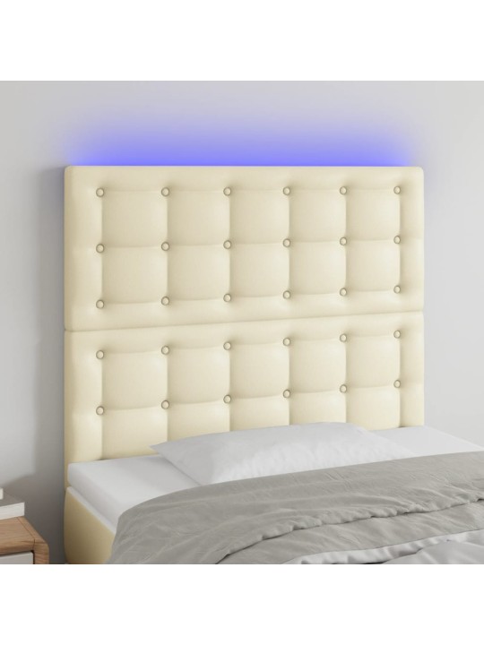 LED-voodipeats, kreemjas, 90x5x118/128 cm, kunstnahk