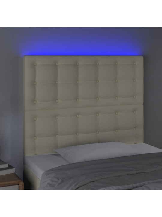 LED-voodipeats, kreemjas, 100x5x118/128 cm, kunstnahk