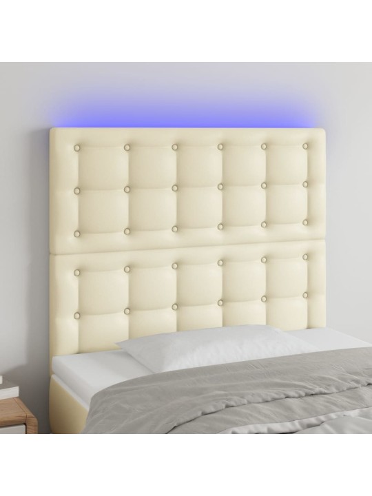 LED-voodipeats, kreemjas, 100x5x118/128 cm, kunstnahk