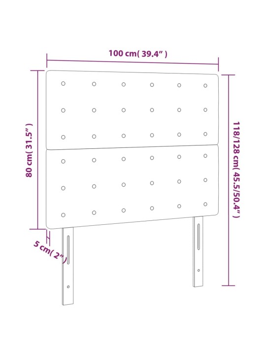 Led-voodipeats, hall, 100x5x118/128 cm, kunstnahk