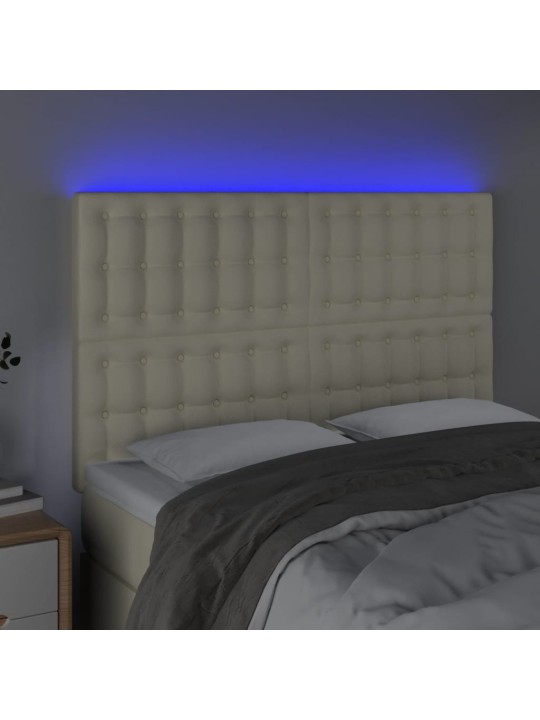 LED-voodipeats, kreemjas, 144x5x118/128 cm, kunstnahk
