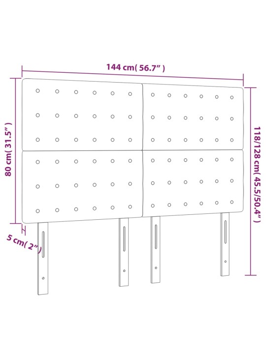 LED-voodipeats, hall, 144x5x118/128 cm, kunstnahk