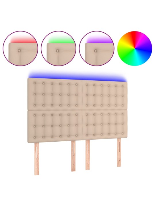 Led-voodipeats, cappuccino, 144x5x118/128 cm, kunstnahk