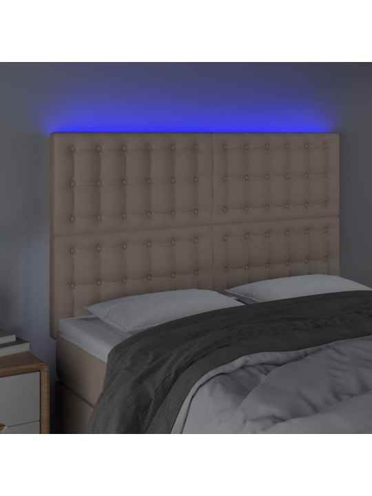 Led-voodipeats, cappuccino, 144x5x118/128 cm, kunstnahk