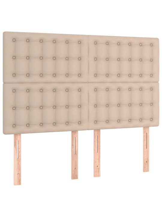 Led-voodipeats, cappuccino, 144x5x118/128 cm, kunstnahk