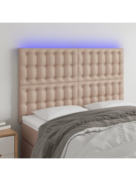 Led-voodipeats, cappuccino, 144x5x118/128 cm, kunstnahk