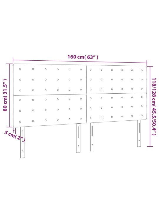 Led-voodipeats, must, 160x5x118/128 cm, kunstnahk