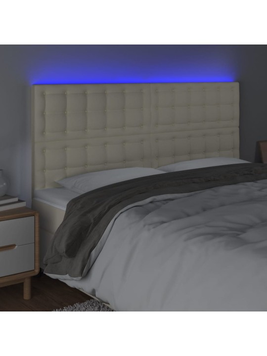 LED-voodipeats, kreemjas, 160x5x118/128 cm, kunstnahk