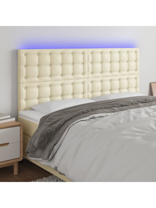 LED-voodipeats, kreemjas, 160x5x118/128 cm, kunstnahk
