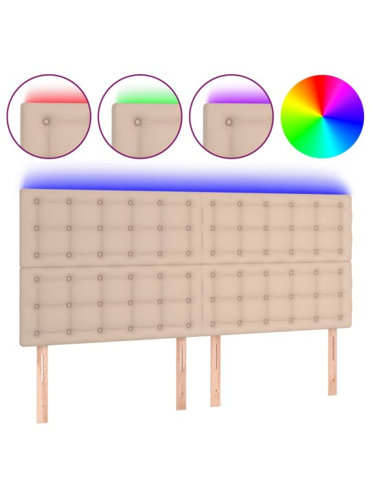 Led-voodipeats, cappuccino, 160x5x118/128 cm, kunstnahk