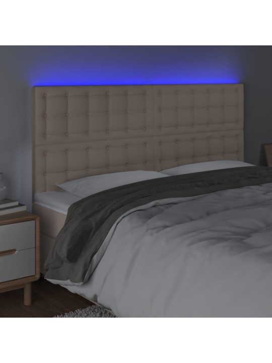 Led-voodipeats, cappuccino, 160x5x118/128 cm, kunstnahk