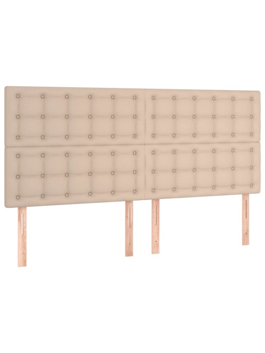 Led-voodipeats, cappuccino, 160x5x118/128 cm, kunstnahk